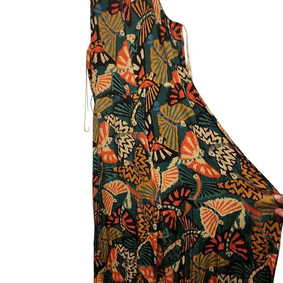 Farm Rio Green &Brown Bohemian Jumpsuit Size Medium - Picture 5 of 7